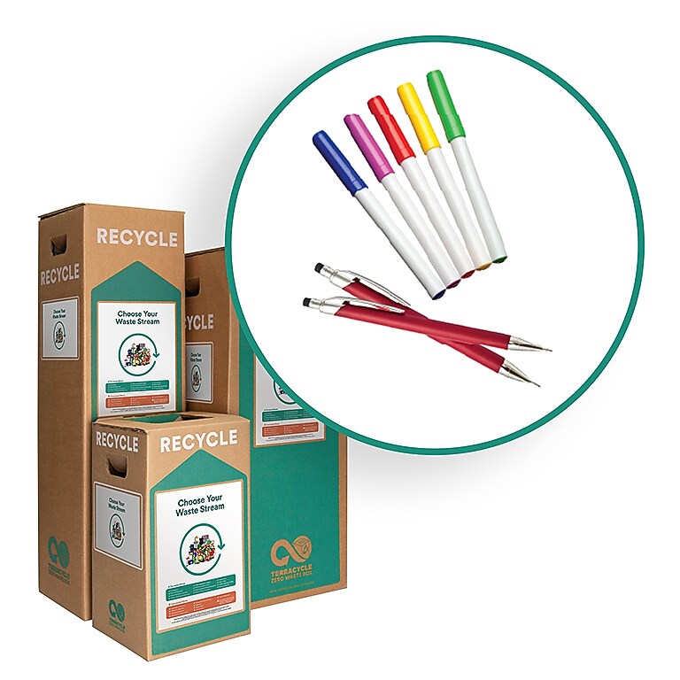 TerraCycle Cardboard Writing Tools Recycling Box, 36 Gallon, White and Green (716)