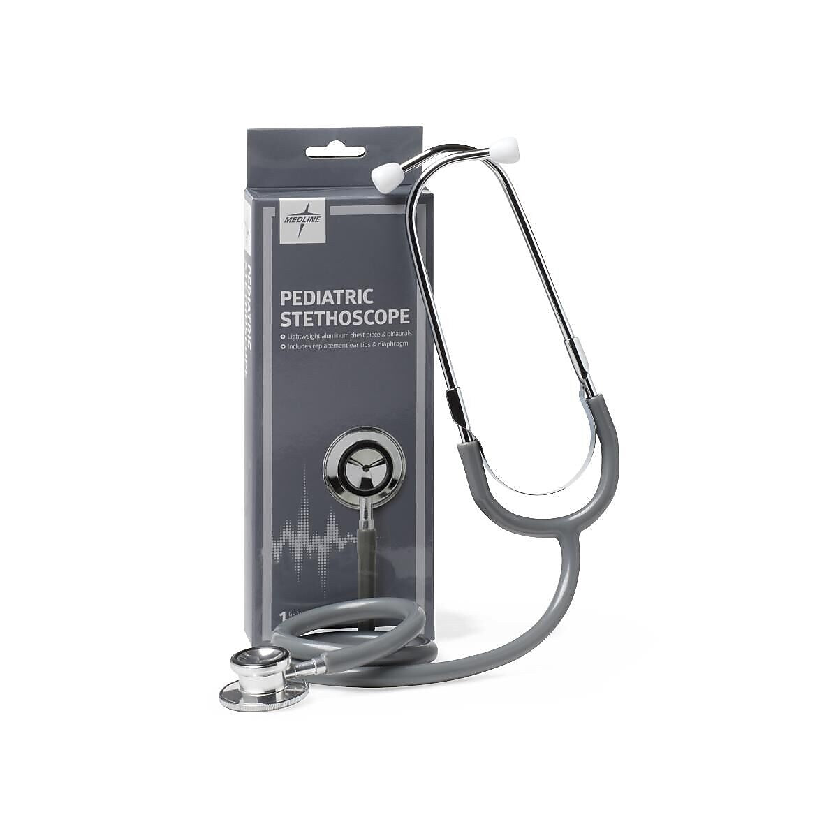 Medline Dual-Head Pediatric Stethoscope, 22", Gray (MDS9557)