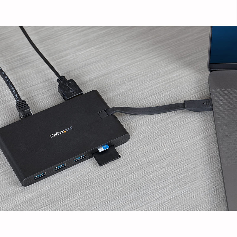 StarTech.com USB-C to HDMI/VGA/USB-A/MicroSD/SD/GbE Multiport Adapter, Male to Female, 100W PD, Laptop Mini Dock (DKT30CHVSCPD)