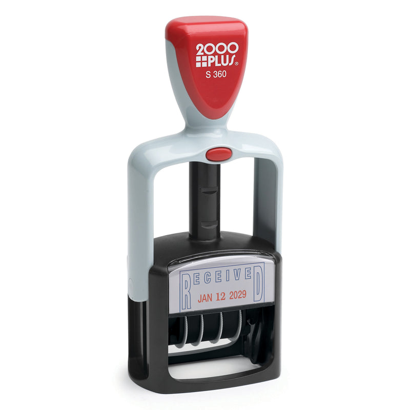 2000 Plus S-360 Received Rectangle Dater Stamp, Blue and Red Ink, 1 3/4" x 1 1/4" (011034)