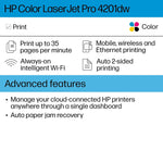 HP LaserJet Pro 4201dw Wireless Color Laser Printer, Print Only, Best for Office (4RA86F)