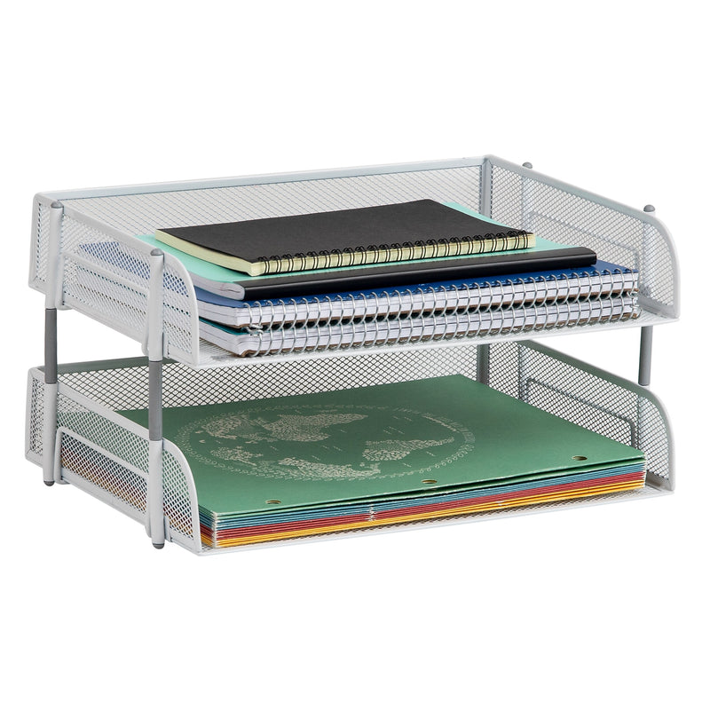 Mind Reader Metal Side Loading Stackable Letter Tray, White (ESTACK2-WHT)