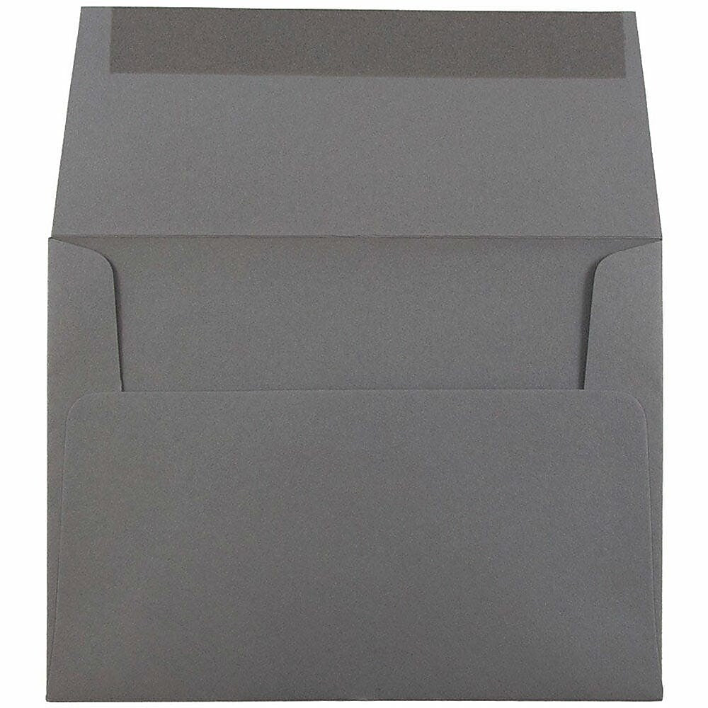 JAM Paper A2 Booklet Envelope 4 3/8" x 5 3/4", Dark Grey, 100/Pack (36396432d)