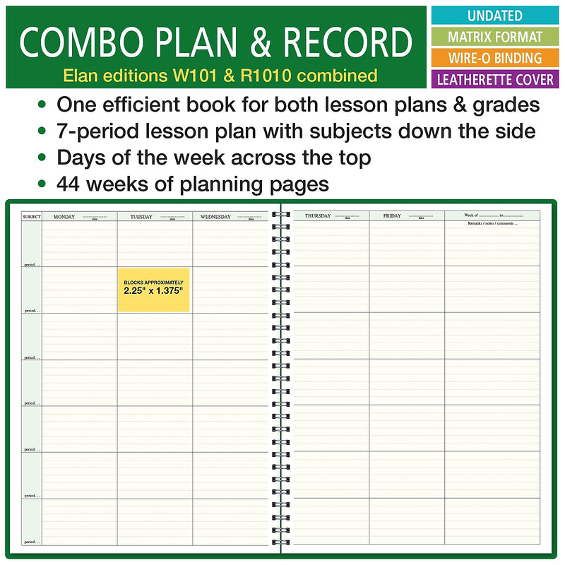 ELAN Undated Combination Plan and Record Book, 8.5" x 11", 30/Pack (PR7-10-CP)