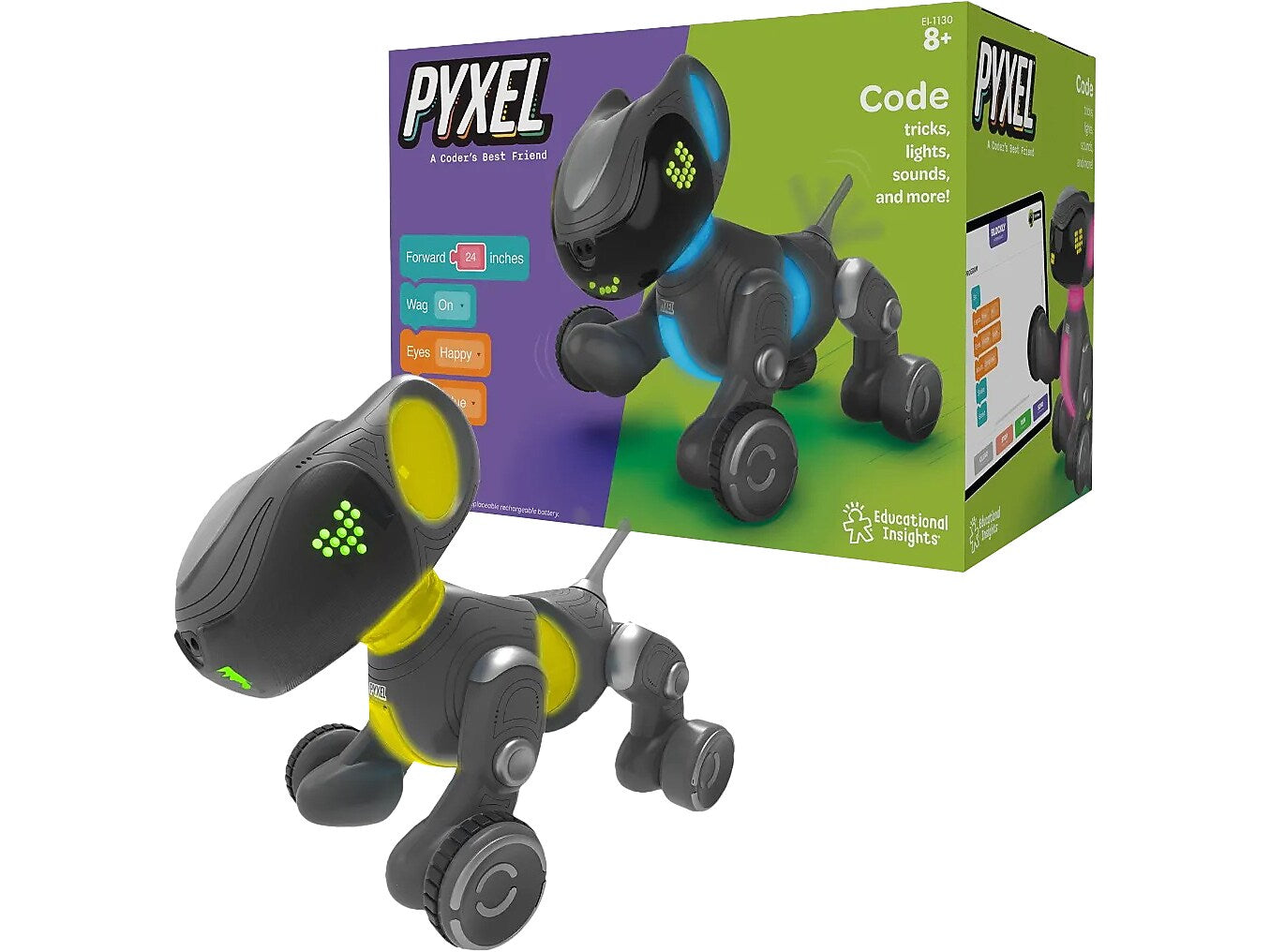 Educational Insights PYXEL A Coder's Best Friend Programmable Pet, Black (1130)