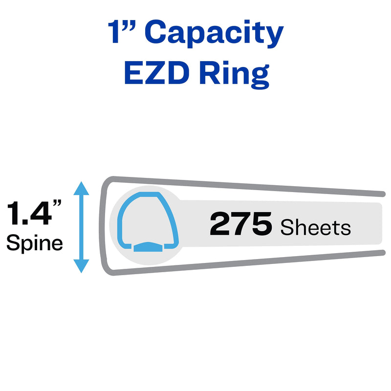 Avery Heavy Duty 1" 3-Ring View Binders, One Touch EZD Ring, Black (79-699)