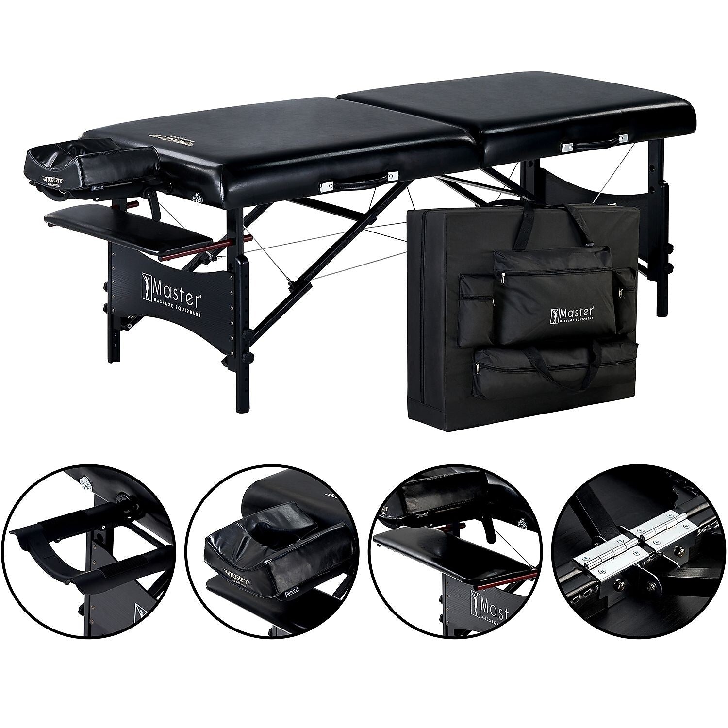 Master Massage 30" Galaxy Professional Portable Massage Table Package Black - Memory Foam Cushioning  (20243)