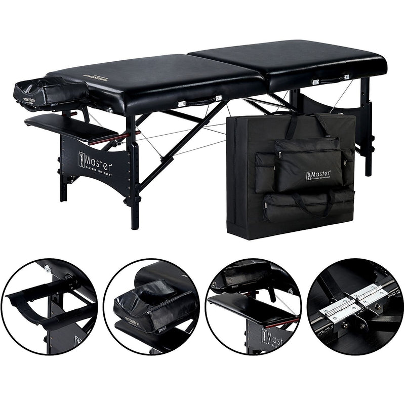 Master Massage 30" Galaxy Professional Portable Massage Table Package Black - Memory Foam Cushioning  (20243)