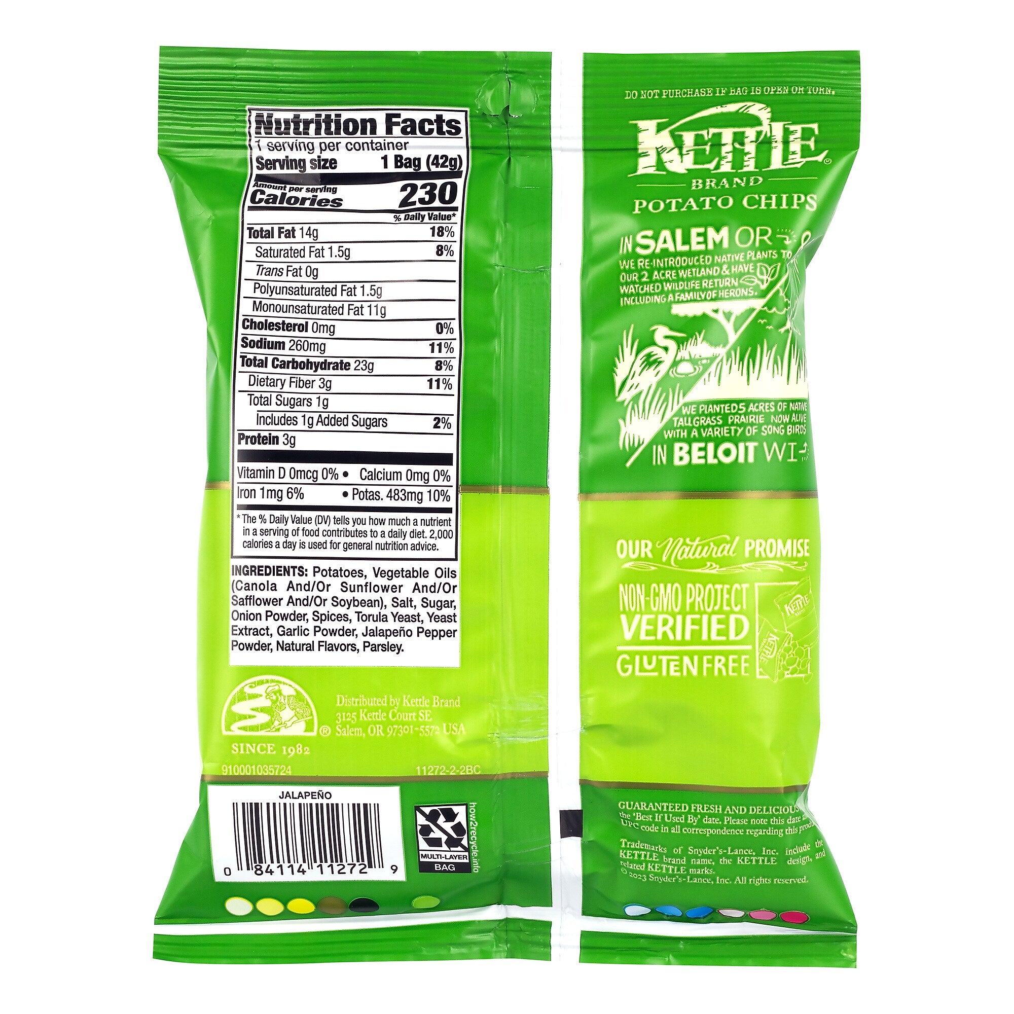 Kettle Brand Gluten Free Jalapeno Potato Chips, 1.5 oz., 24/Box (220-02569)