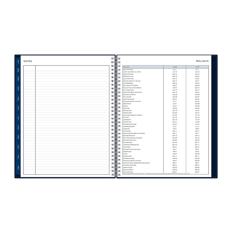 2026 Blue Sky Passages 8.5" x 11" Calendar Year Weekly & Monthly Planner, Faux Leather Cover, Navy (148659-26)