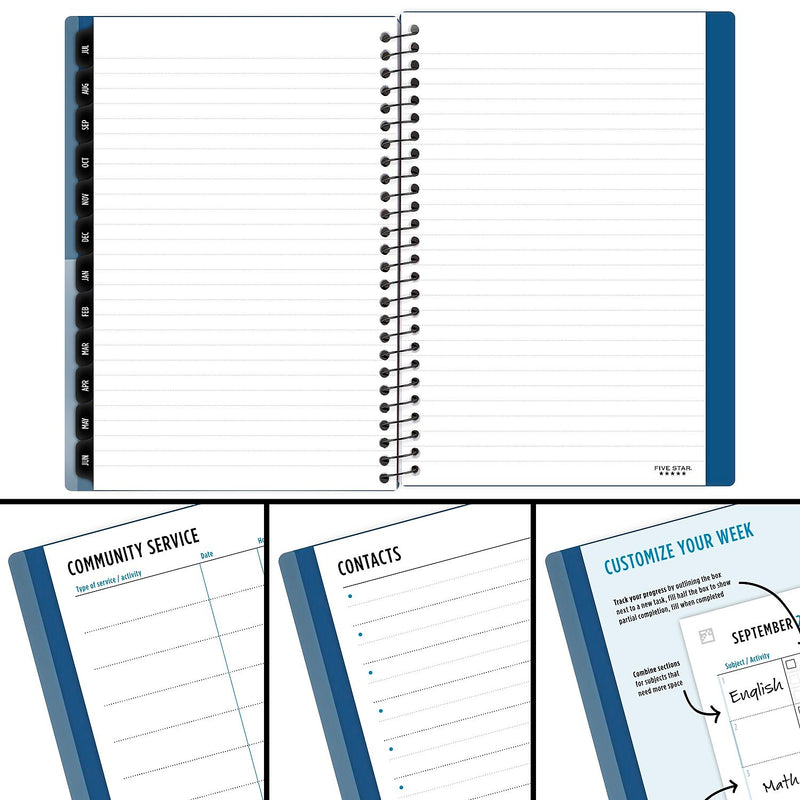 2025-2026 Five Star Customizable 5.5" x 8.5" Academic Year Weekly & Monthly Planner, Plastic Cover, Assorted Colors