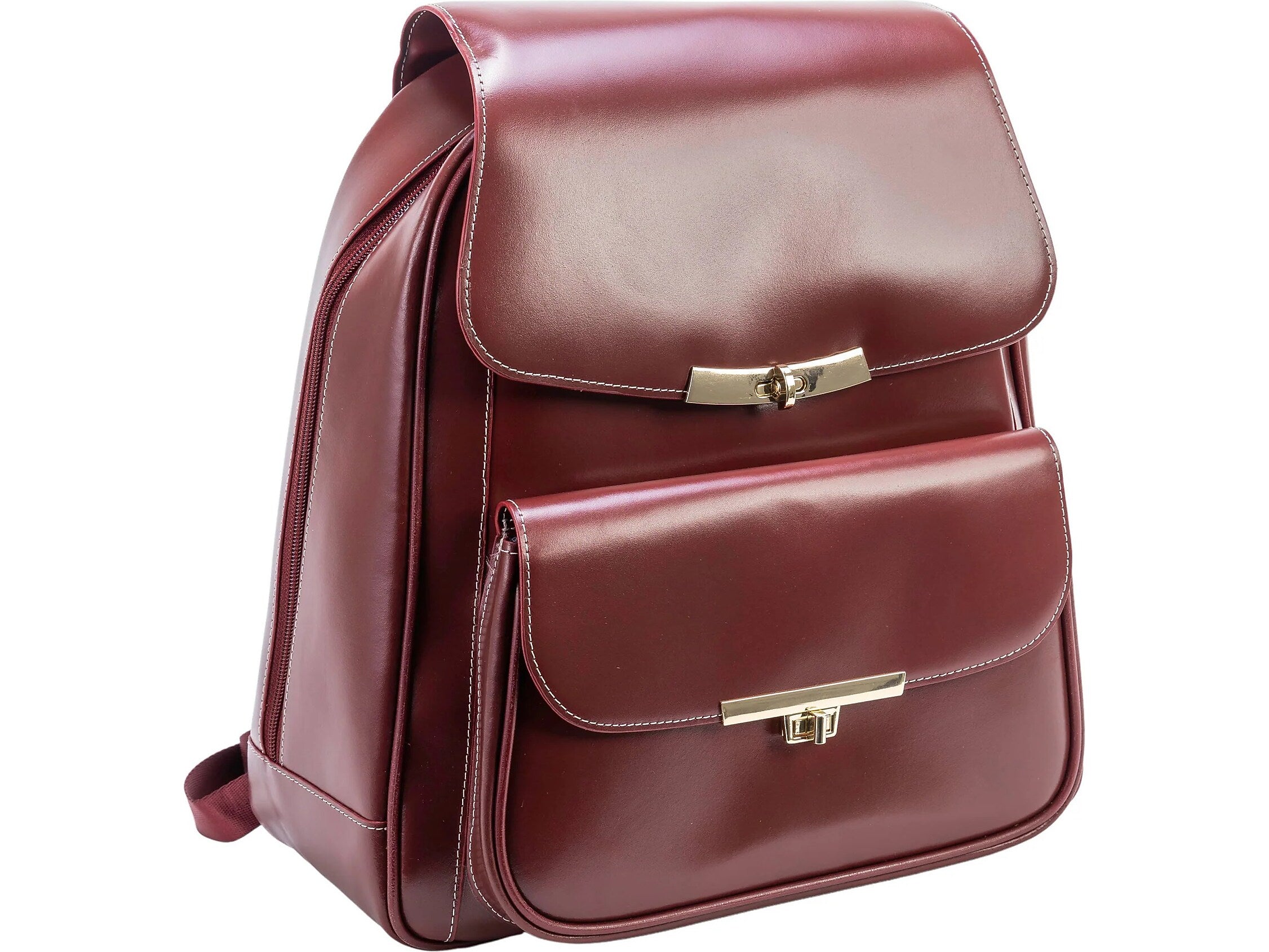 McKlein KENDALL Leather Laptop Backpack, Small, Red (99536)