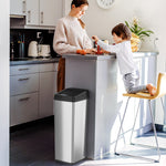 iTouchless Stainless Steel Sliding Lid Sensor Trash Can with AbsorbX Odor Control System, 14 Gal., Silver(IT14SC)