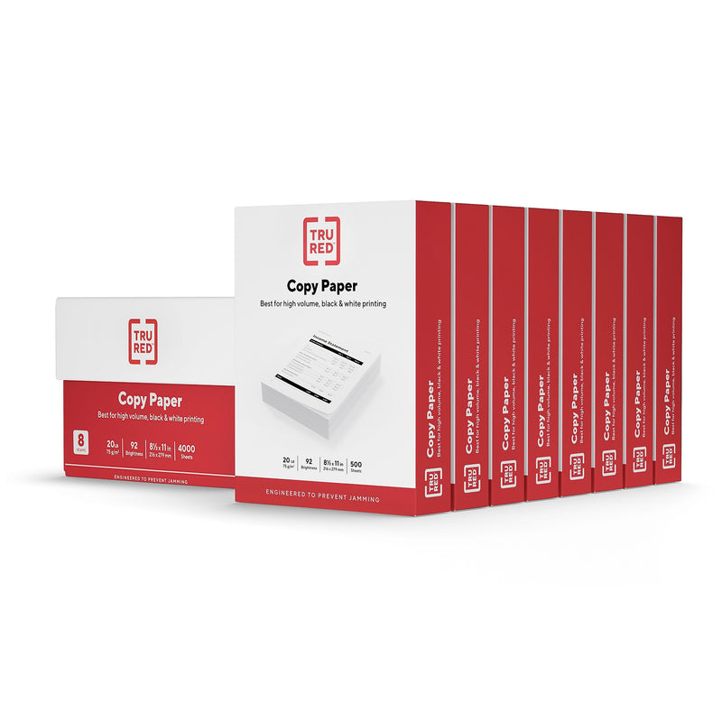 TRU RED 8.5" x 11" Copy Paper, 20 lbs., 92 Brightness, 500 Sheets/Ream, 8 Reams/Carton (TR59702)