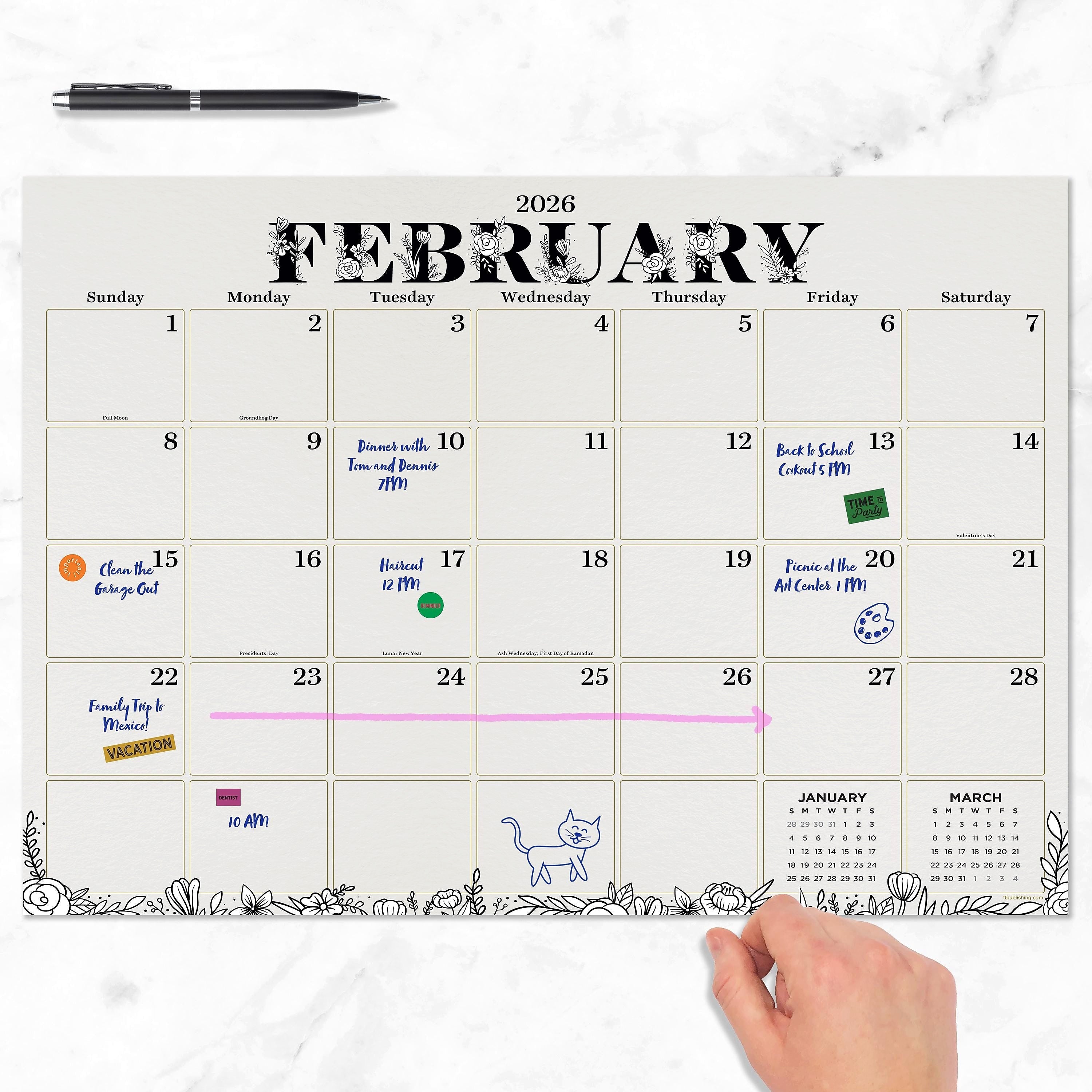 2026 TF Publishing 17" x 12" Monthly Desk Calendar, (26-8502)