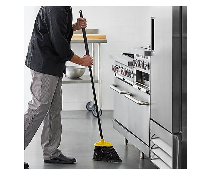 Rubbermaid 10" Jumbo Smooth Sweep Angled Broom with Black Flagged Bristles and 48" Handle , 6/CT (FG638906BLA)