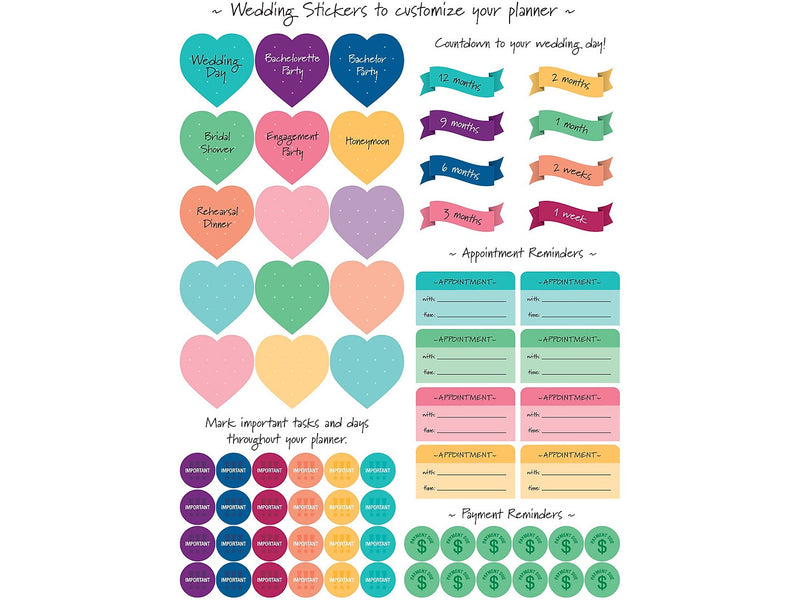 Global Printed Products 9" x 11" Wedding Planner, Hardcover, Teal/Silver (GPP-PLNR-SLV)