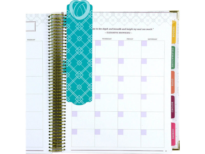 Global Printed Products 9" x 11" Wedding Planner, Hardcover, White/Gold (GPP-PLNR-GLD)