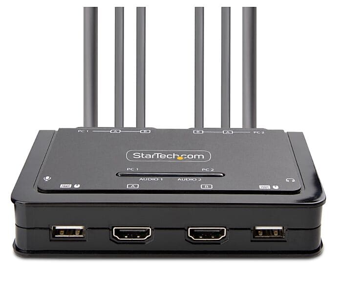 Startech 2-Port Dual-Monitor HDMI Cable KVM Switch, 4K 60Hz (C2-DH46-UA2-CBL-KVM)