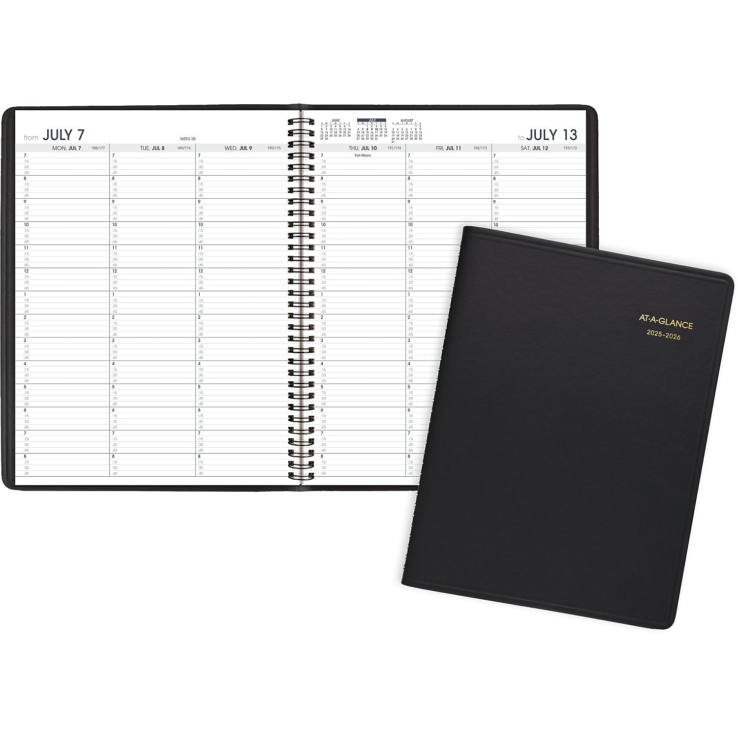 2025-2026 AT-A-GLANCE 8.25" x 11" Academic Year Weekly Appointment Book, Faux Leather Cover, Black (70-957-05-26)