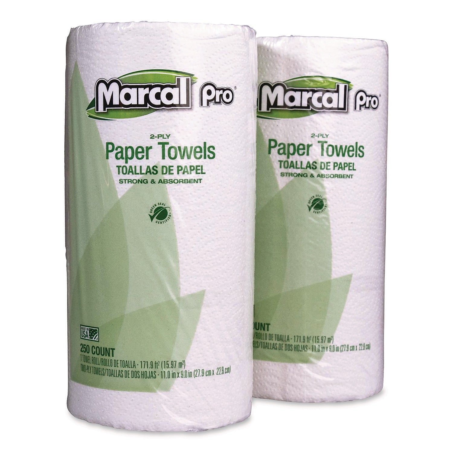 Marcal Pro Regular Recycled Paper Towels, 2-Ply, 250 Sheets/Roll, 12 Rolls/Carton (250HC)