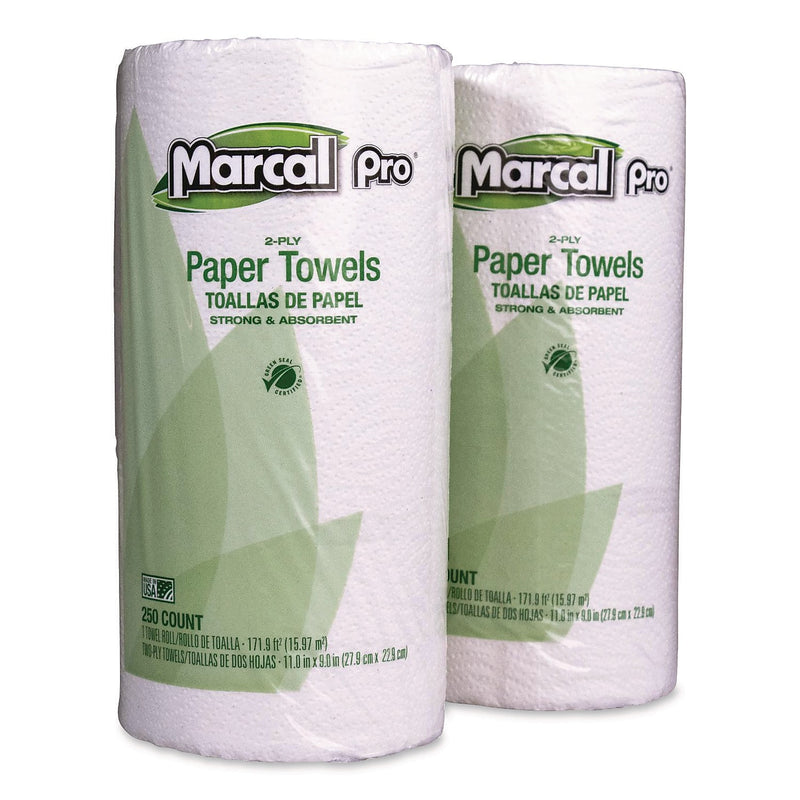 Marcal Pro Regular Recycled Paper Towels, 2-Ply, 250 Sheets/Roll, 12 Rolls/Carton (250HC)