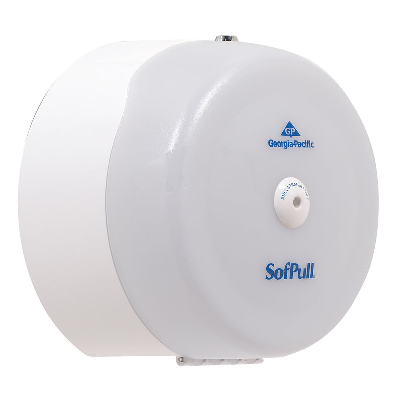 Georgia-Pacific SofPull® High-Capacity Centerpull Bathroom Tissue Dispenser, Translucent White, 10.5"W x 6.75"D x 10.5"H