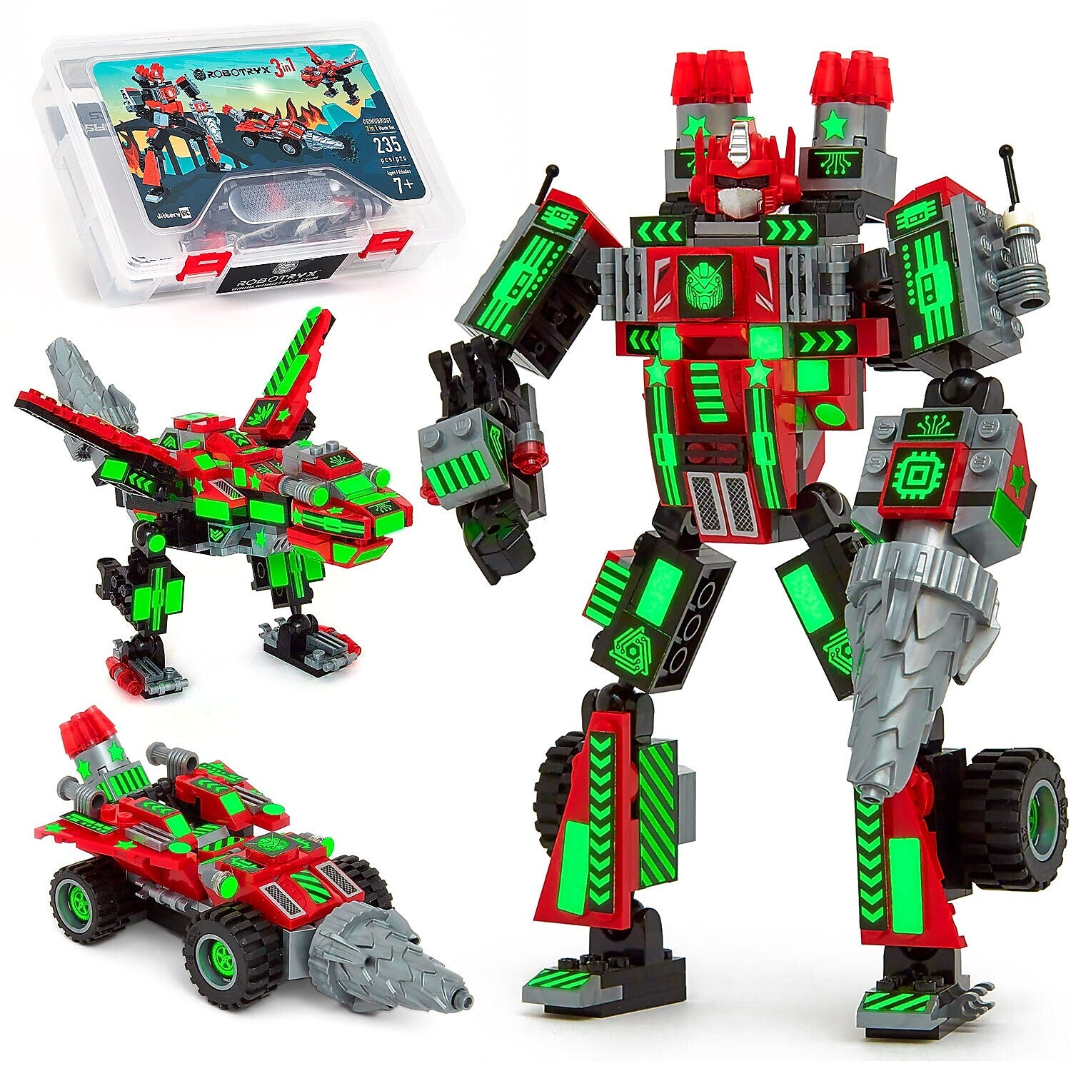 JITTERYGIT Robotryx Red Grindburst Robot Building Toy, 235 Pieces/Pack (ROBOTRYX-RED)
