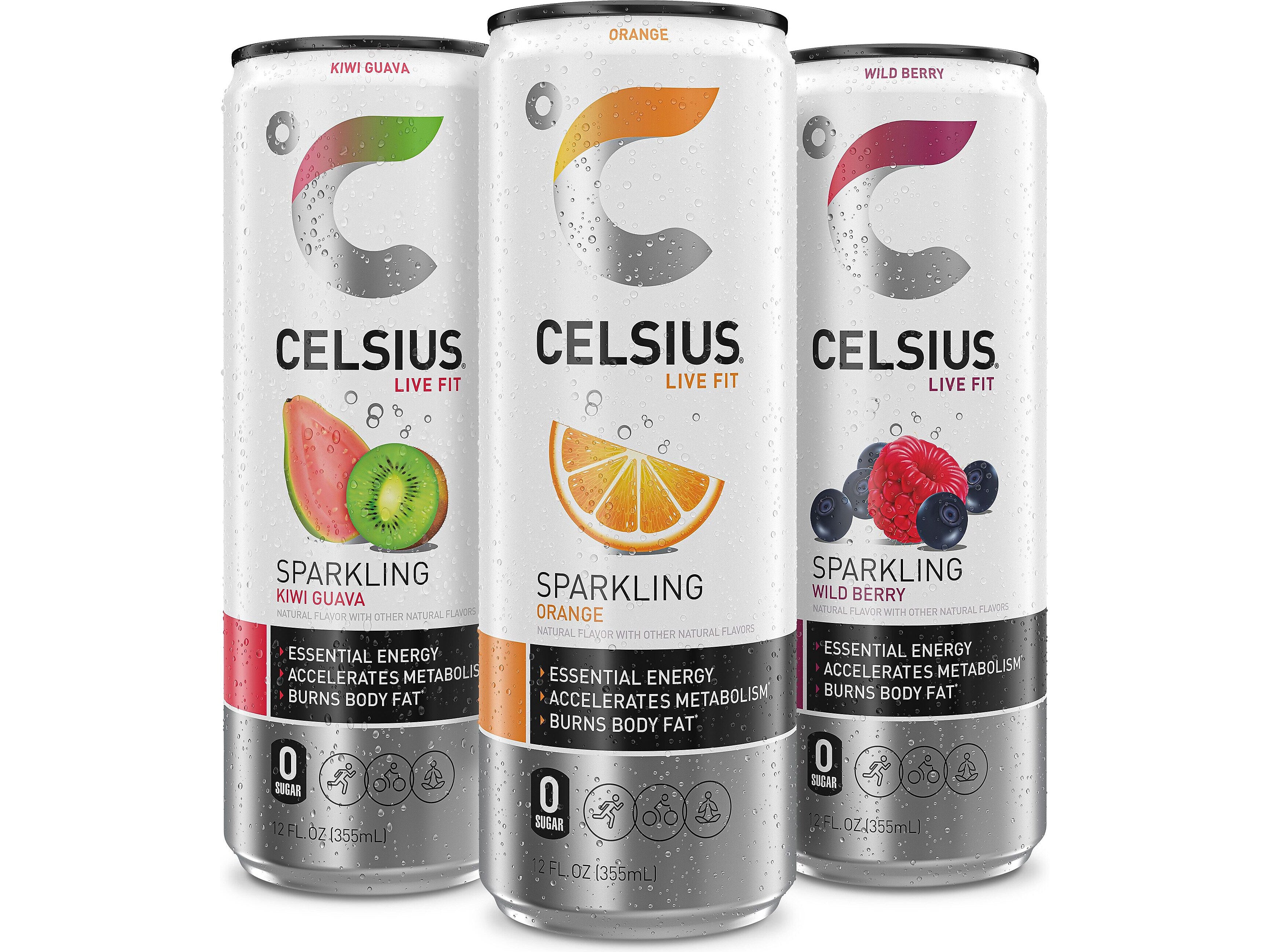 Celsius Sugar-Free Kiwi Guava, Orange, Wild Berry Variety Pack Sparkling Energy Drink, 12 fl. oz., 12 Cans/Carton (00097)