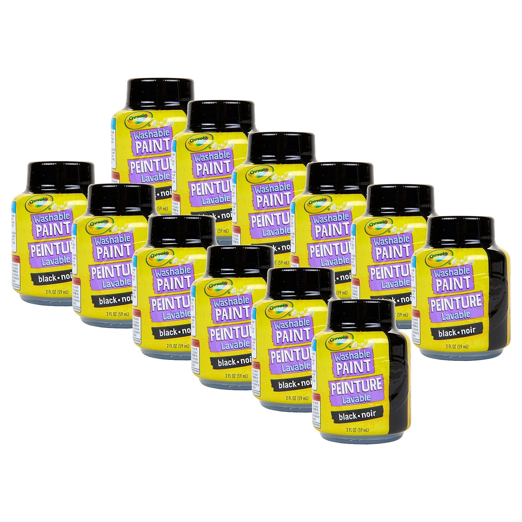 Crayola Washable Kid's Paint, Black, 2 oz., 12/Bundle (BIN542851-12)