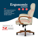 La-Z-Boy Colston Ergonomic Vegan Leather Swivel Executive Chair, Cream (60120-CRM)