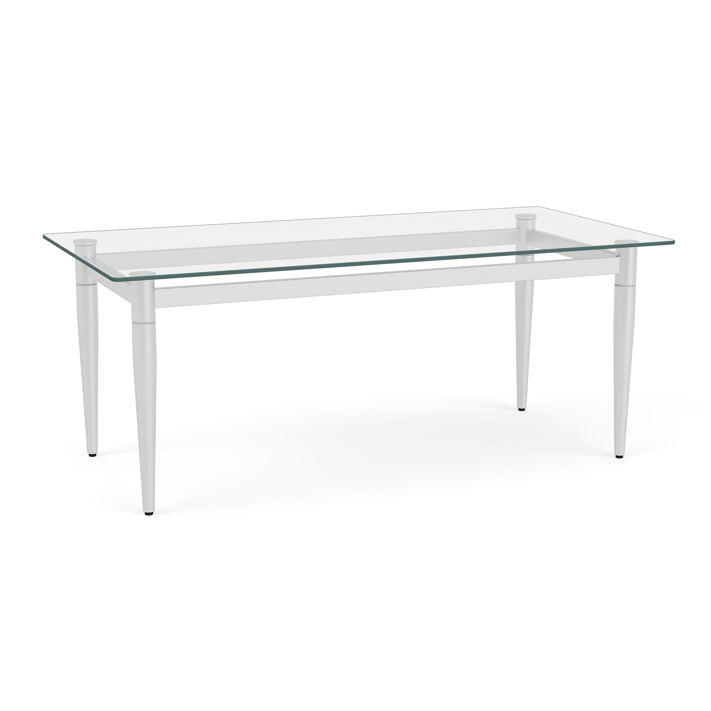 Lesro Ravenna 40"W x 20"D Glass Nesting Coffee Table, Brushed Steel (RV0840.FBS)