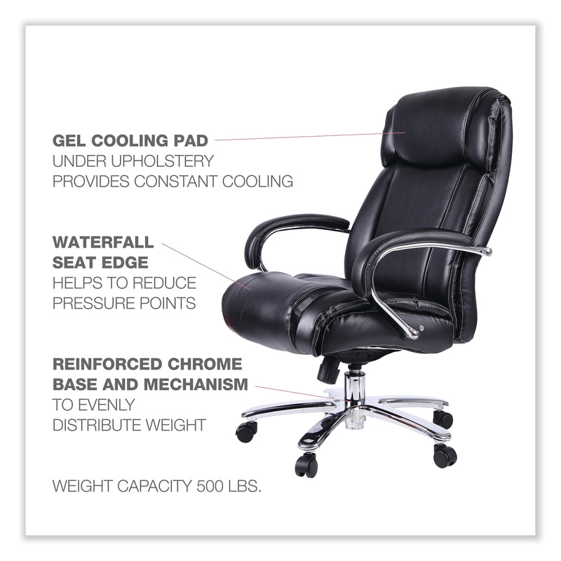 Alera®,  Maxxis Series Big and Tall Leather Chair, Black/Chrome