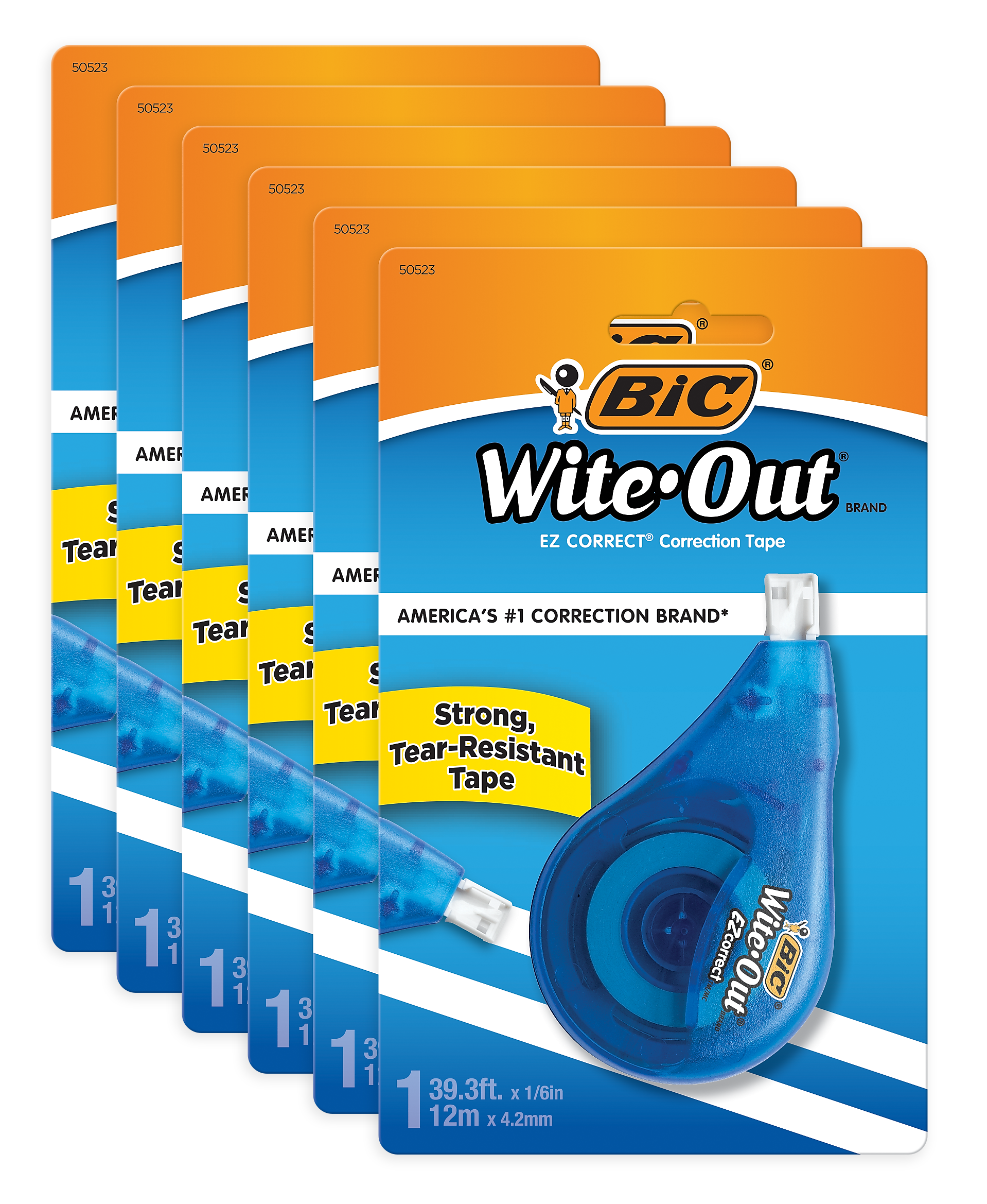 BIC Wite-Out EZ Correct Correction Tape, White, Pack of 6 (BICWOTAPP11-6)