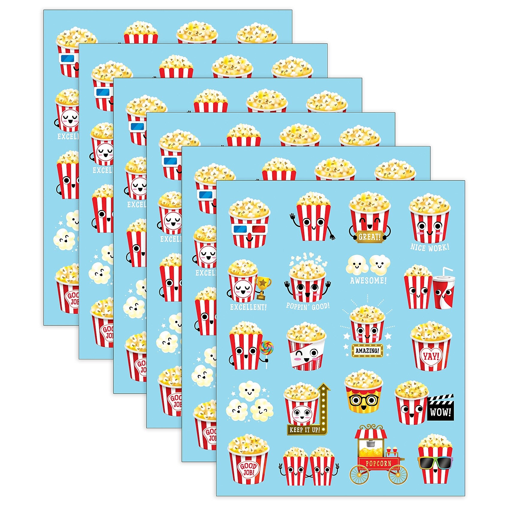 Teacher Created Resources Popcorn Smelly Stickers, Multicolored, 120/Pack, 6/Packs/Bundle (TCR9454-6)