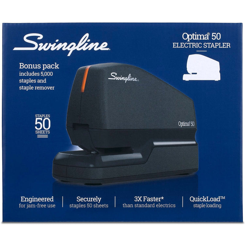 Swingline Optima 50 Electric Desktop Stapler, 50-Sheet Capacity, Staples Included, Black (48209)