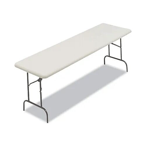 AbilityOne SKILCRAFT Blow Molded Folding Table, Rectangular, 96" x 30" x 29", Gray (7105016976847)