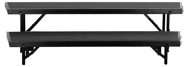 NPS 2 Level Tapered Standing Choral Riser, 36"W x 60”-66”"L x 16"H, Black Carpet (RT2LC10)