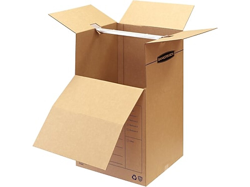 Bankers Box SmoothMove 20.38" x 34.5" x 20.38" Wardrobe Box, Kraft, 3/Carton (7710902)