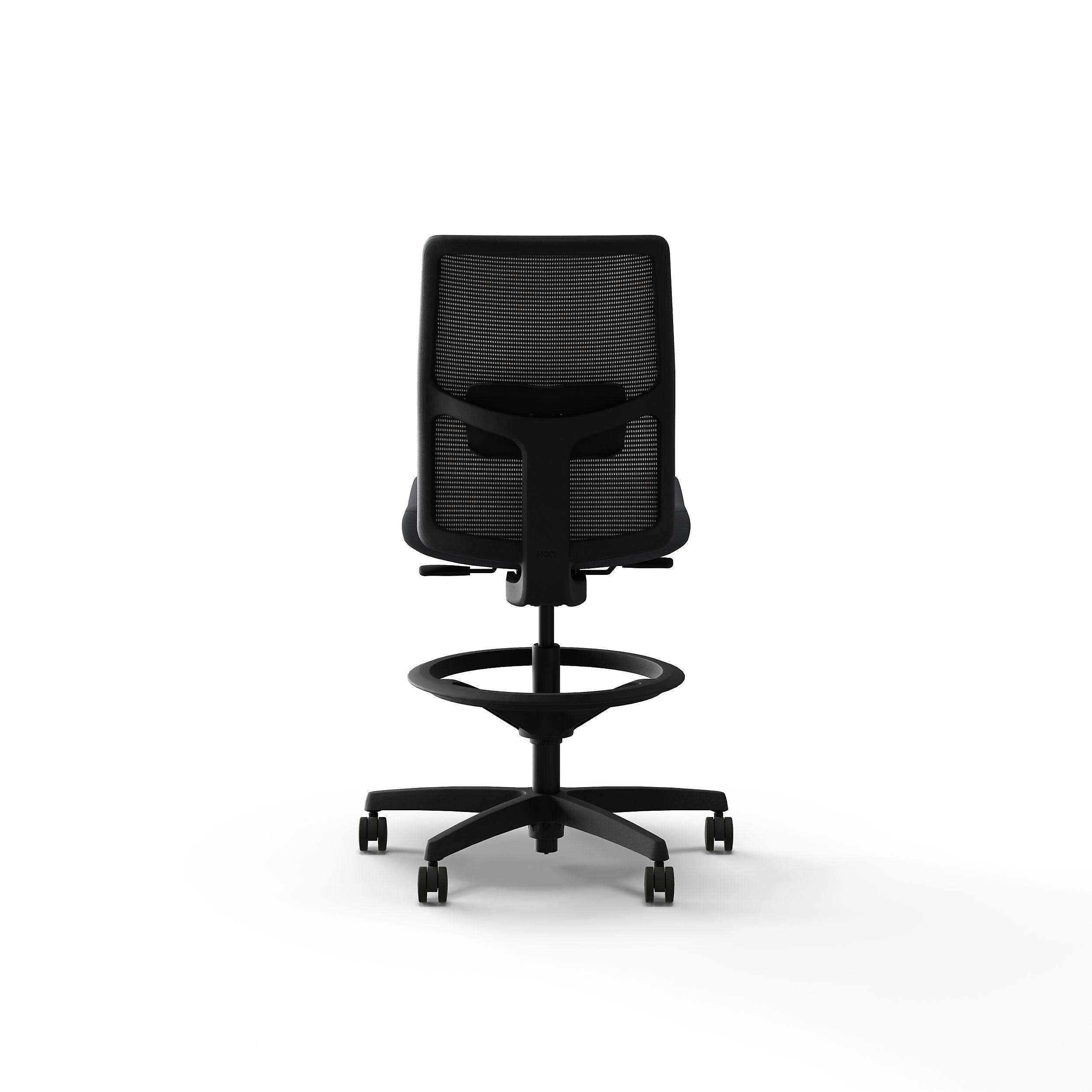 HON Ignition 2.0 Armless Mesh/Vinyl Task Stool with Backrest and Footrest, Black/Basalt (HITSM.S1.N.H.IM.SX23.BL.SB.T)