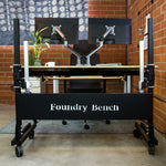 VersaDesk Foundry Bench 48"W Electric Rectangular Adjustable Standing Desk, Bamboo/Black (FB4830-BNB-APP)