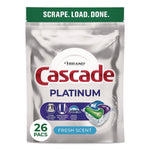 Cascade Platinum ActionPacs Dishwasher Detergent, Fresh Scent, 14 oz., 26 Pacs/Pack, 4 Packs/Carton (80797184)