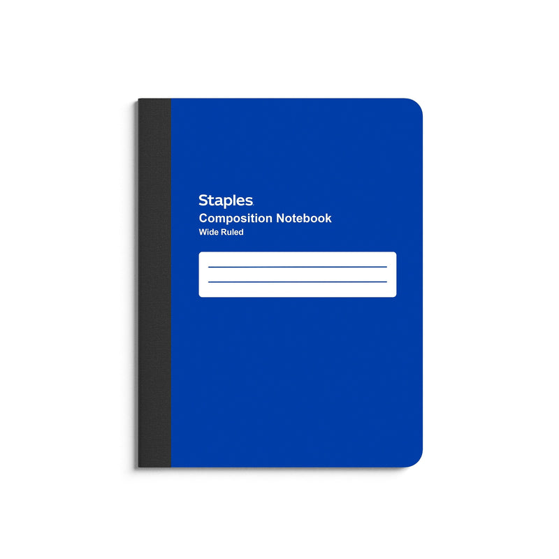 Staples Poly Composition Notebook,  7.5" x 9.75", Wide Ruled, 80 Sheets, Assorted Colors, 24/Carton (41634CT)