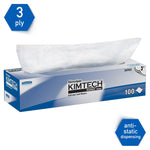 Kimtech Science Kimwipes Delicate Task Wipers, 11.22" x 12.3", White, 3-ply, 100 Sheets/Box, 15 Boxes/Carton (34743)