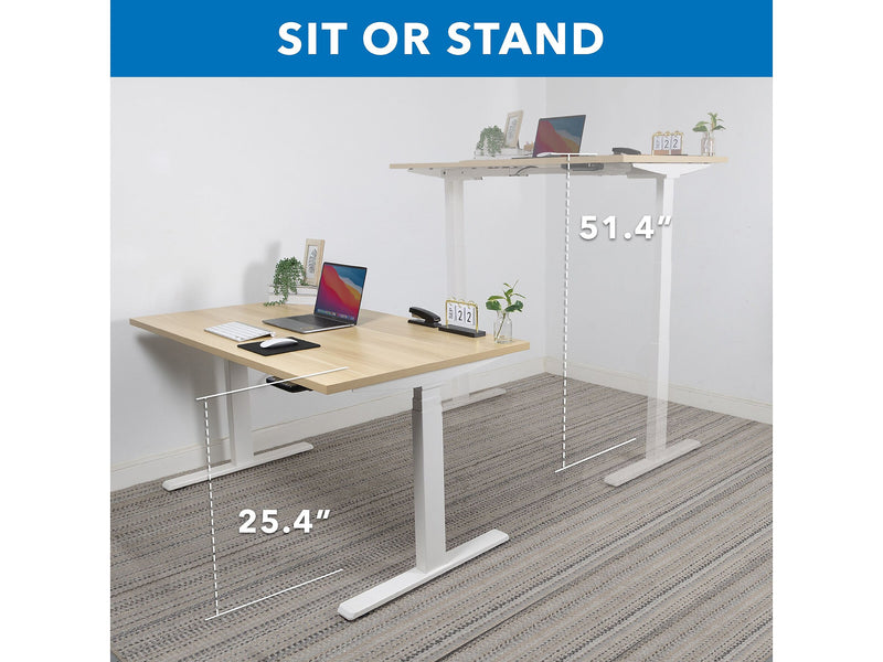 Mount-It! Ultimate 55"W Electric Rectangular Adjustable Standing Desk, Maple/White (MI-18077)