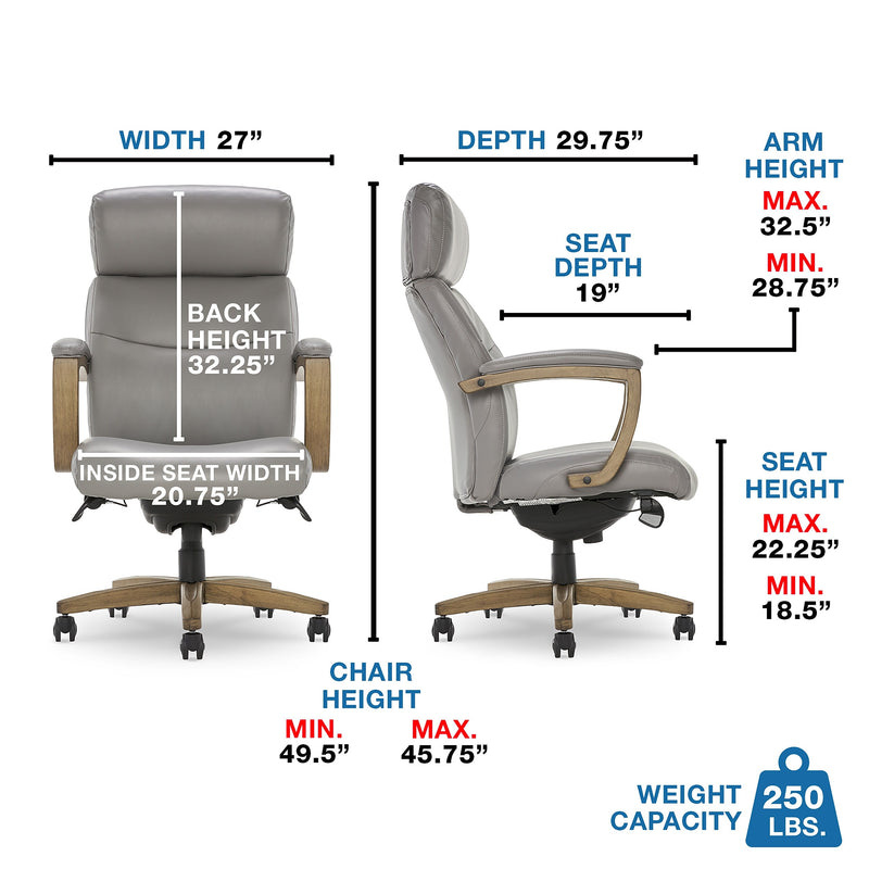 La-Z-Boy Greyson Ergonomic Bonded Leather Swivel Executive Chair, Gray (CHR10086A)