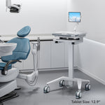 Mount-It! MedHub Mobile Medical Cart Workstation with Tablet Mount and Locking Caster Wheels, White/Grey (MI-16018)