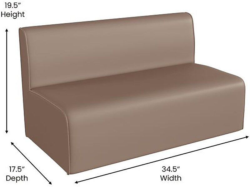 Flash Furniture Bright Beginnings Vinyl Classroom Modular 2-Seater Sofa, Brown (MK-KE15709-GG)