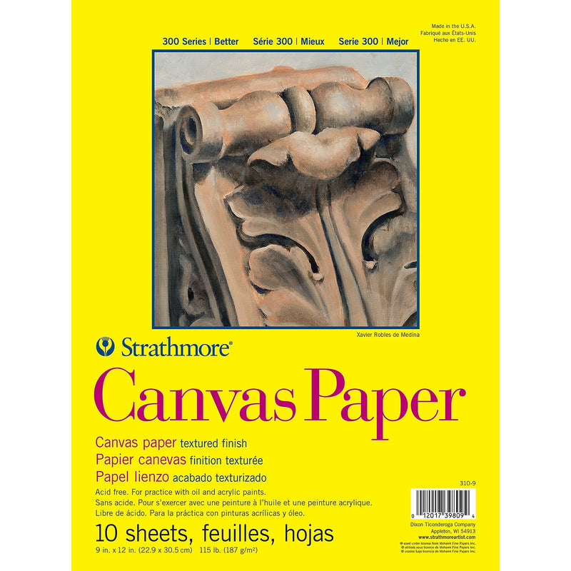 Strathmore 300 Series, 9" x 12" Canvas Pad, 10 Sheets/Pad, 3 Pads/Bundle (STTP310903-3)