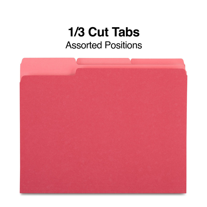 Staples File Folders, 1/3-Cut Tab, Letter Size, Red, 100/Box (ST224519-CC)